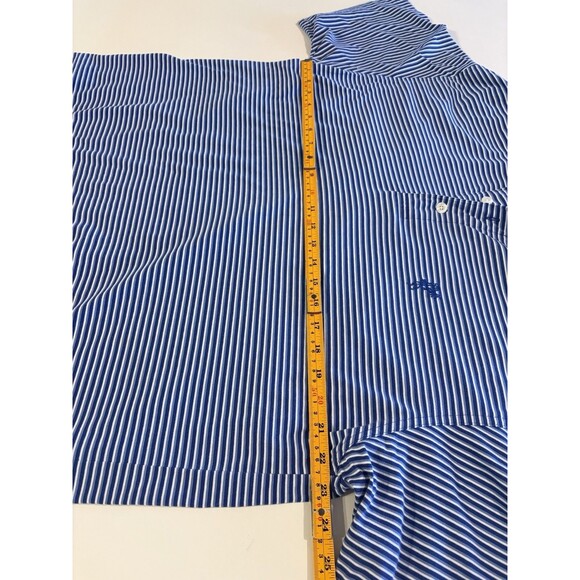 Ashworth Men’s Polyester Short Sleeve Golf Polo Shirt Blue White Stripe Size XL - Picture 3 of 9